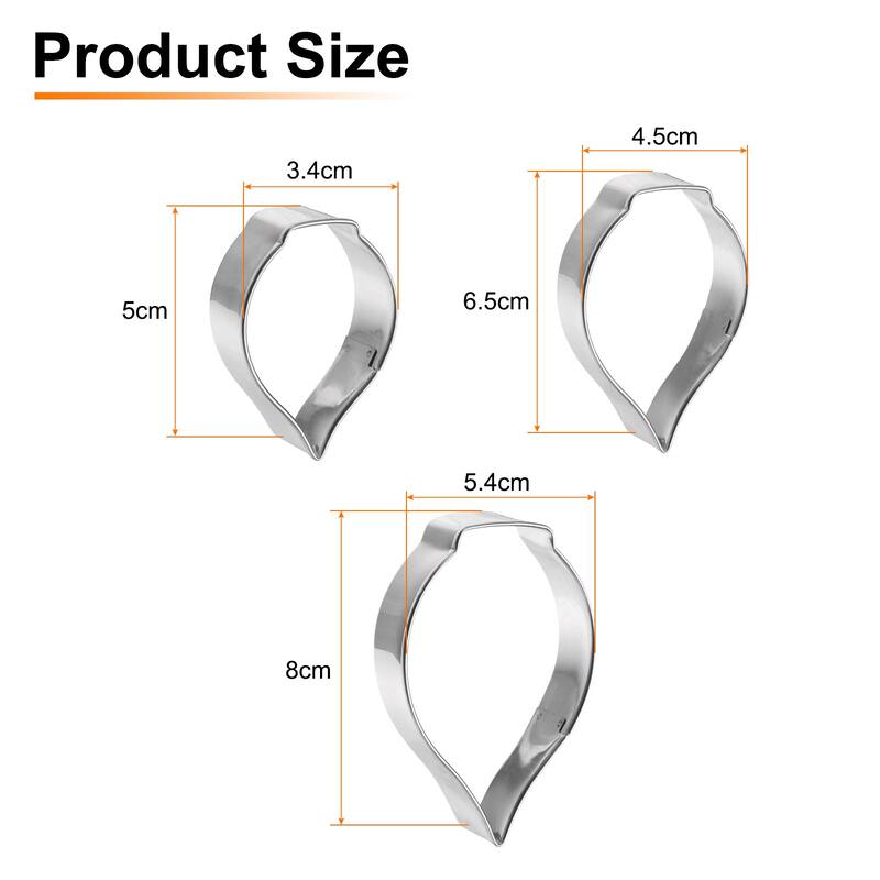 3pcs Calla Lily Cookie Cutter Set Assorted Sizes Flower Petal Cutters - Silver - Silver