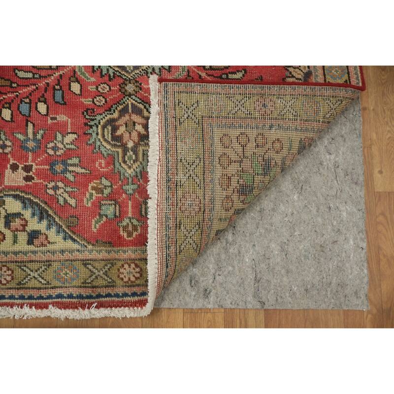 Hand Knotted Oriental 100% Wool Carpet Traditional Tribal Red Tabriz Area Rug - 4' 10'' X 3' 5''