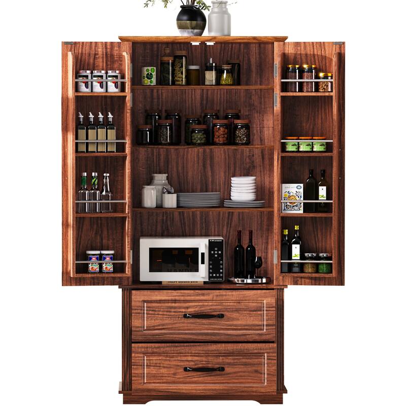 71" Farmhouse Pantry Cabinet Freestanding Storage Cupboard