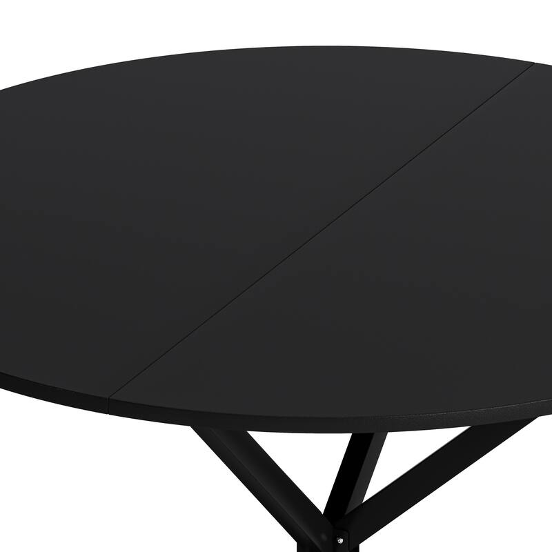 Modern Cross Leg Round Dining Table with Matte Finish Iron Legs