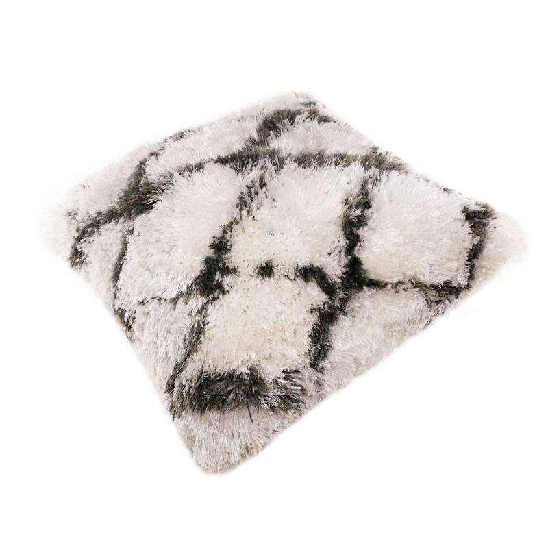 20" White and Black Diamond Criss Cross Handmade Square Throw Pillow