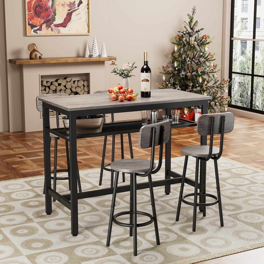 5-Piece Kitchen Counter Height Table Set, Bar Table with 4 Chairs