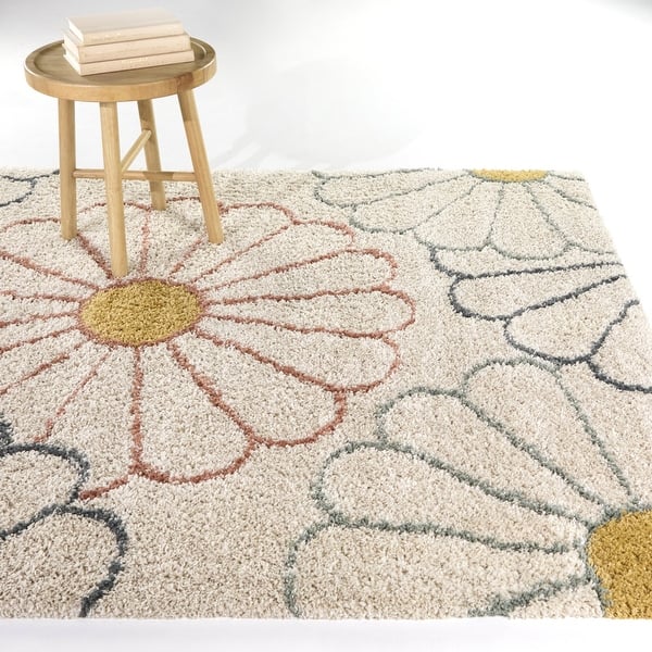 slide 2 of 5, Sara Kids Flower Area Rug 4'4" x 6' - Cream - Rectangle