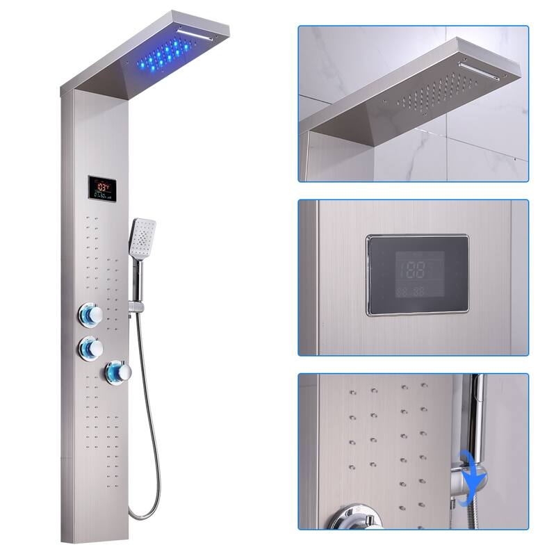 55 in. LED Shower Panel System with Thermostatic in Brushed Nickel