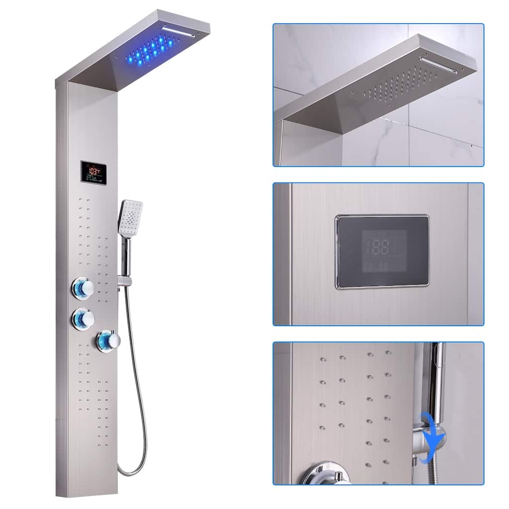 55 in. LED Shower Panel System with Thermostatic in Brushed Nickel