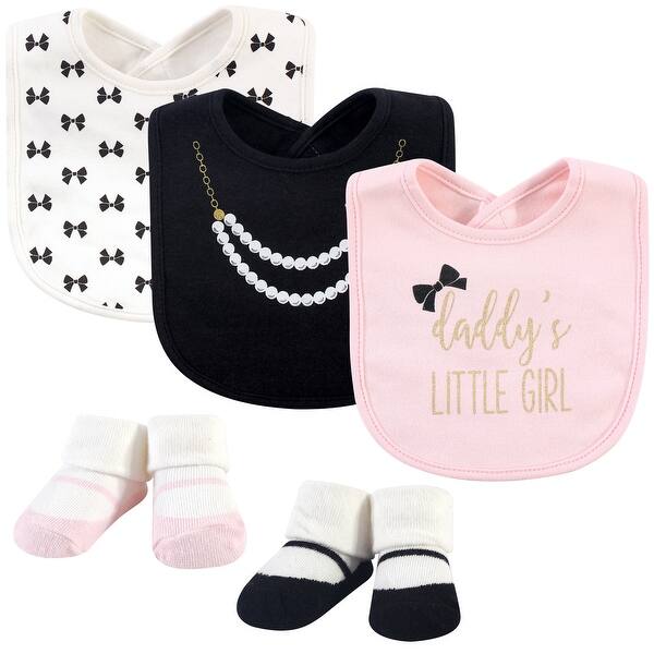 slide 1 of 1, Little Treasure Baby Girl Cotton Bib and Sock Set 5pk, Daddys Girl, One Size - Daddys Girl - One Size One Size - Daddys Girl