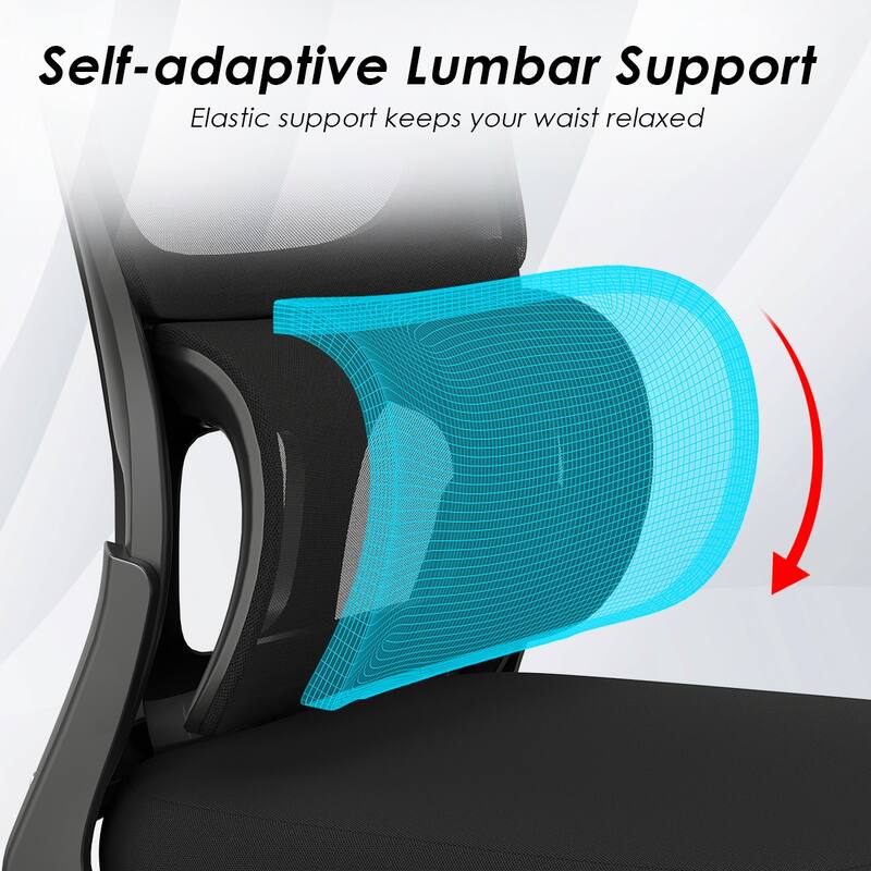 Office Chair, Mesh Ergonomic Office Chair with Lumbar Support, Comfy Computer Desk Chair with Flip Armrest Rolling Wheels