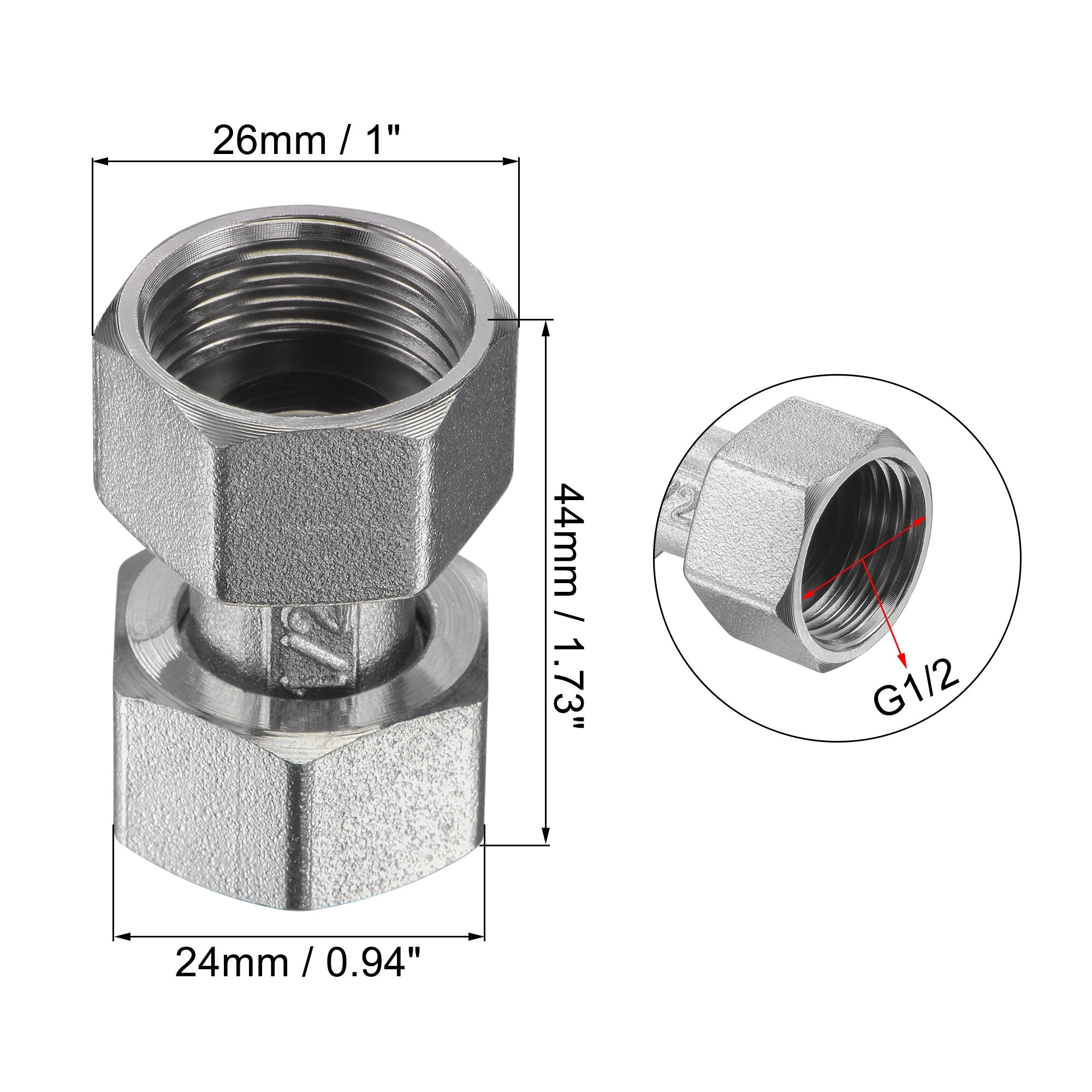 Details about   Pipe Fitting G1/2 Male x G1/2 Female Hex Bushing Adapter 40mm Length 2pcs 