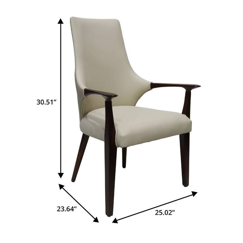 Elm Leather Dining Chair with Ash Wood Legs for Modern Kitchen and Dining Room Accent Arm Chair Set of 2