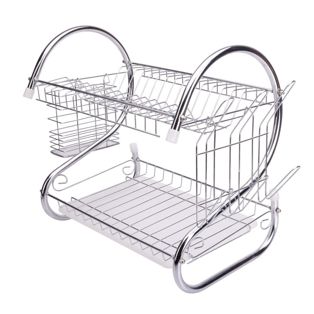 Dish Drying Rack, Multifunctional S-shaped Dual Layers Bowls Dishes  Chopsticks Spoons Collection Shelf Drying Drainer Draining Rack & Kitchen  Ware
