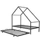 preview thumbnail 11 of 53, Metal House Bed with Twin Size Trundle, Twin Size House-Shaped Bed Steel Slat Support Easy Assembly for Kids Teens Boys & Girls