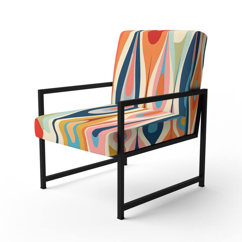 Designart "Retro Abstract Drops XI" Upholstered Modern Geometric Accent Chair and Modern & Contemporary Arm Chair