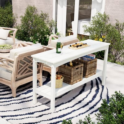Laguna Hdpe All Weather Outdoor Patio Two Shelf Table