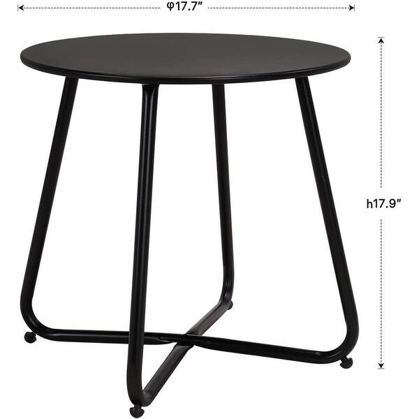 dimension image slide 3 of 4, Portable Steel Outdoor Patio Round Side Table Weather Resistant Round Table