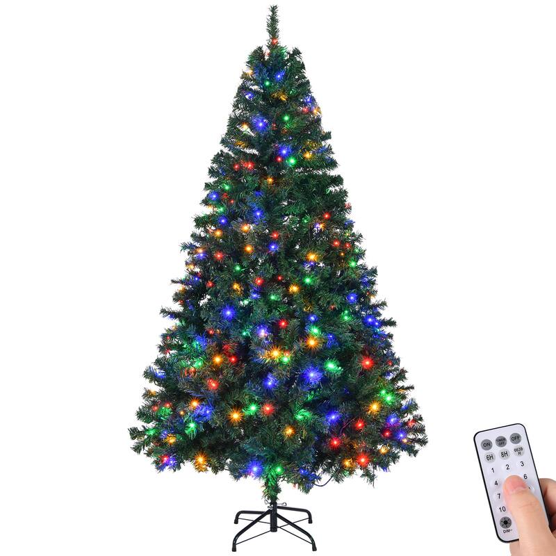 6 FT Artificial Christmas Tree with 1000 PVC Branch Tips and 350 LED Lights Remote Control - 6 Feet