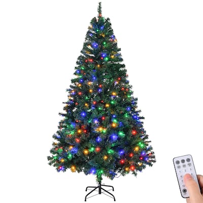 6 FT Artificial Christmas Tree with 1000 PVC Branch Tips and 350 LED Lights Remote Control - 6 Feet