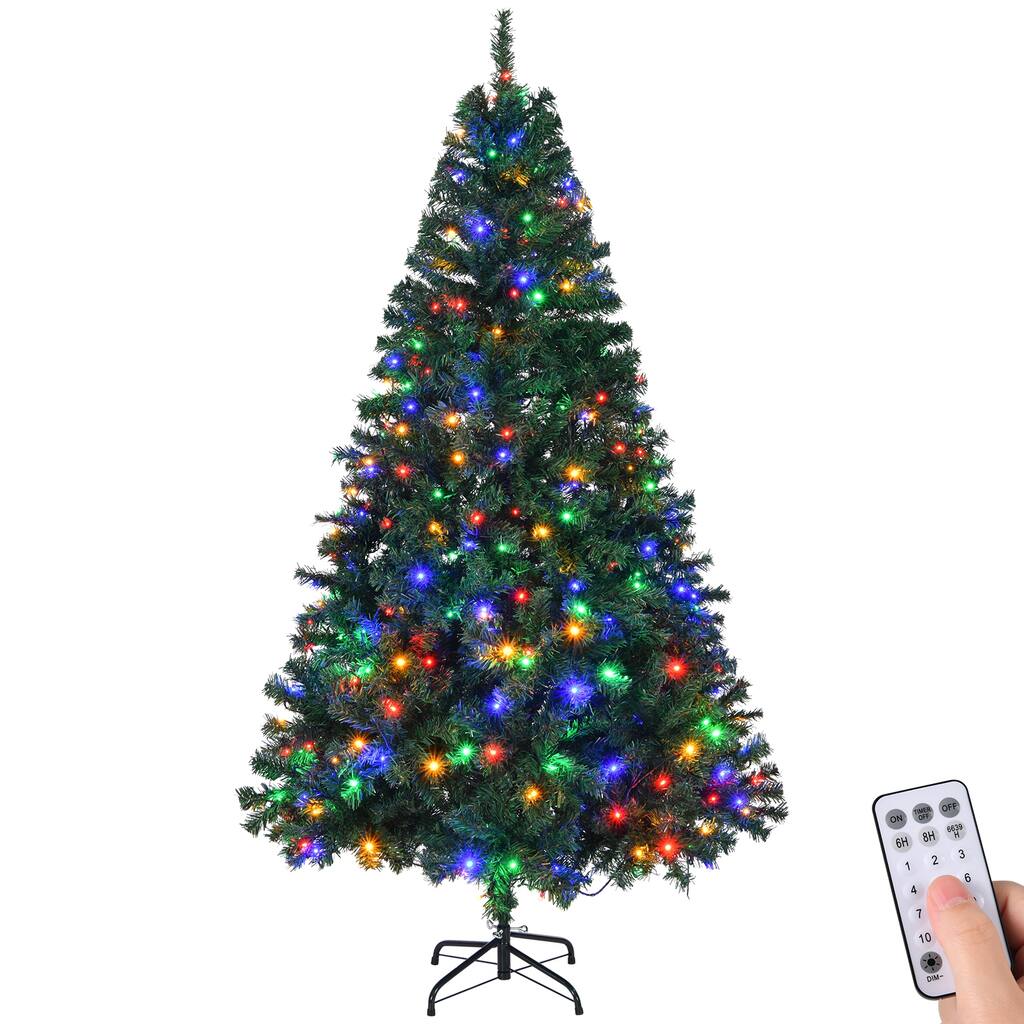 6 FT Artificial Christmas Tree with 1000 PVC Branch Tips and 350 LED Lights Remote Control - 6 Feet