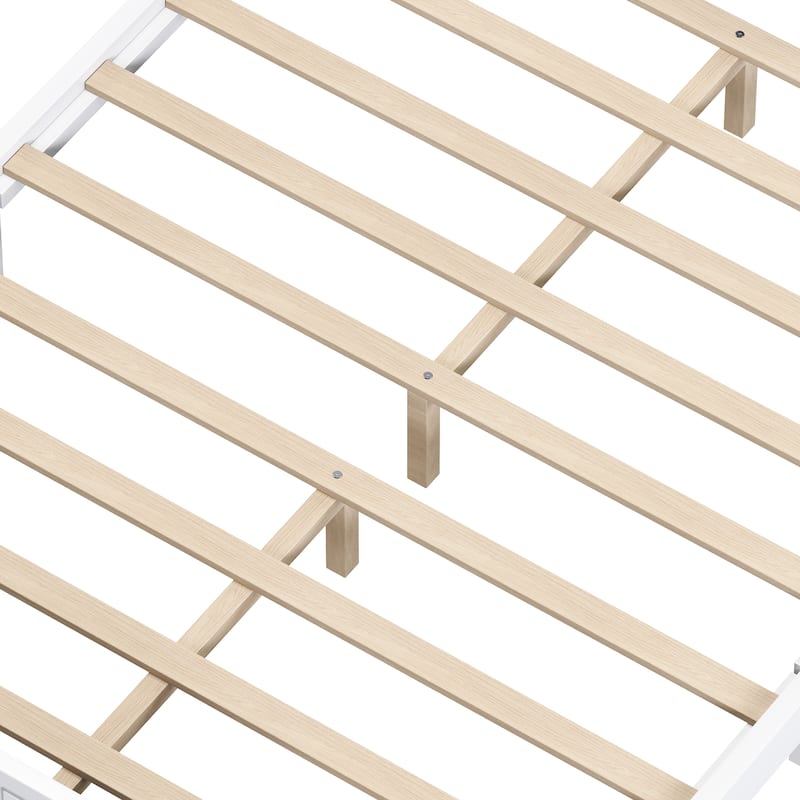 Bed Frame Queen Size with Headboard, Vintage Queen Bed Frame with Slats Support, Wooden Platform Queen Bed