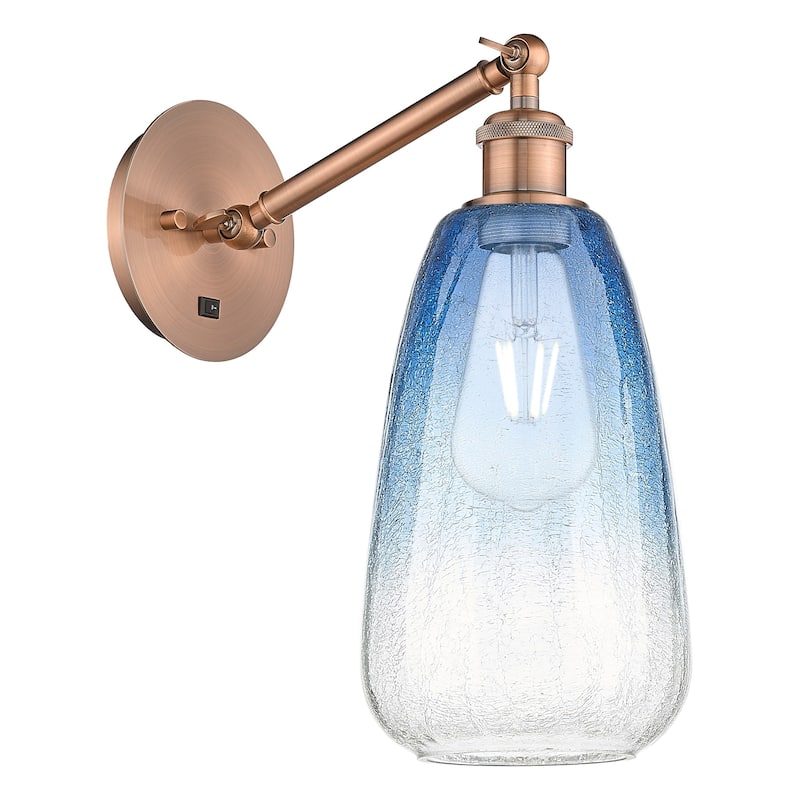Innovations Lighting 317-1W-13-6 Brookhaven Almond Sconce Brookhaven - Antique Copper / Sapphire Blue