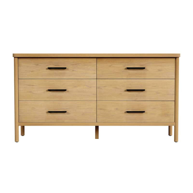 Lennon 6 Drawer Rounded Leg Wood Dresser