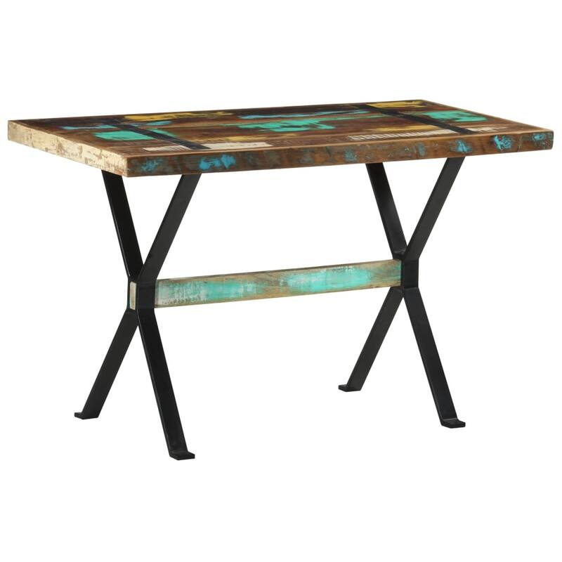 vidaXL Dining Table Wooden Dinner Bistro Table for Dining Room Kitchen Office - 47.2"x23.6"x29.9" Solid Reclaimed Wood - Multicolour