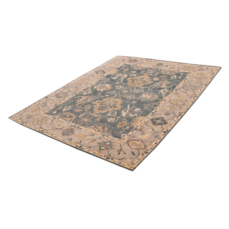 ECARPETGALLERY Hand-knotted Modern Oushak Teal Wool Rug - 8' 10" x 11' 9"