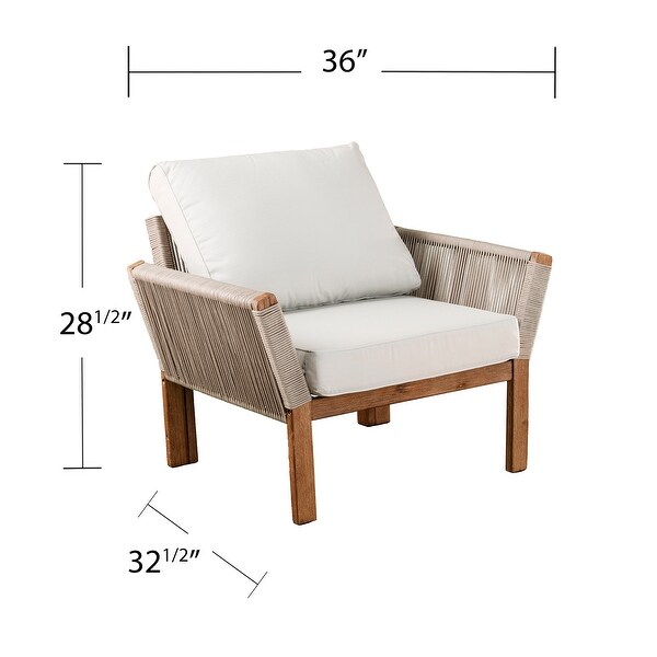 SEI Furniture Contemporary Natural Wood Armchair w Cushions On