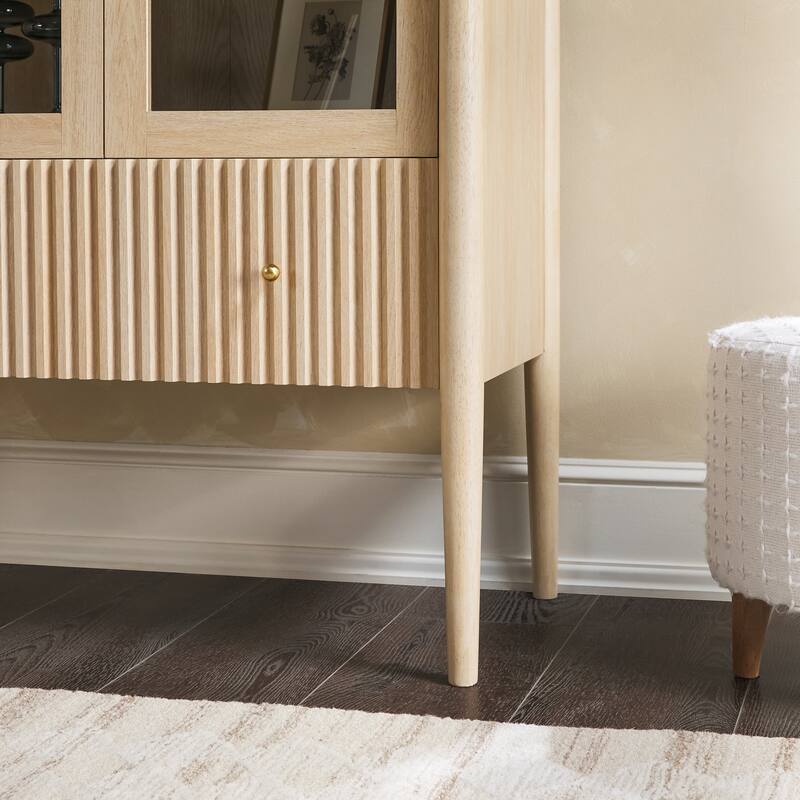 Walker Edison Modern Fluted Glass Bookshelf Cabinet