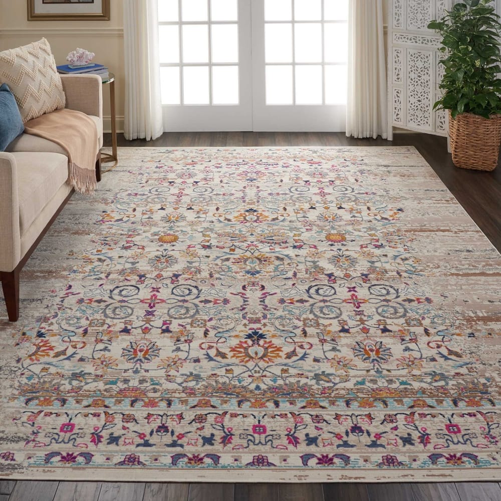 Nourison Vintage Kashan Distressed Medallion Area Rug