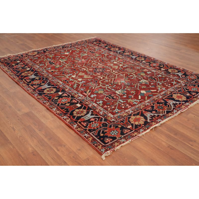 Hand Knotted Oriental 100% Wool Carpet Traditional Geometric Oranges & Rust Heriz (serapi) Area Rug - 6' 3'' X 5' 0''