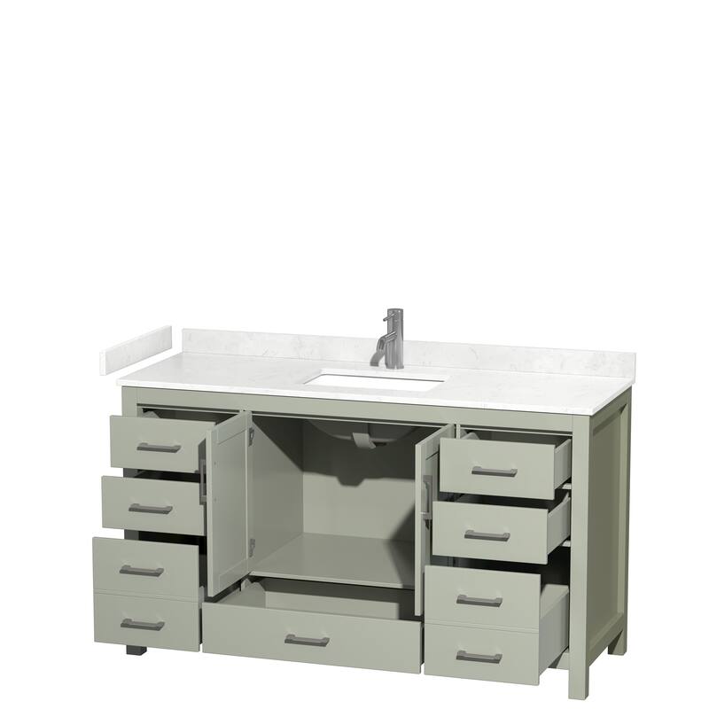 Sheffield Single Bathroom Vanity Set, Cultured Top, No Mirror