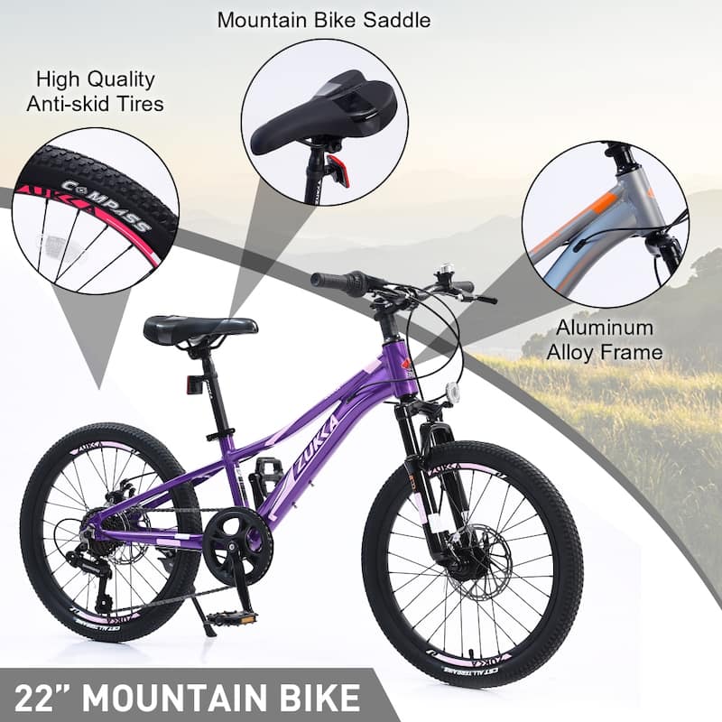 Aluminium 20 inch 7-Speed Mountain Bike for Girls and Boys