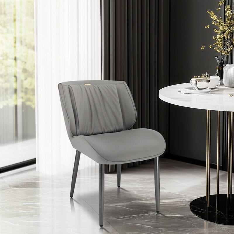 2PCS Upholstered Dining Chairs Kitchen Island Counter Side Chair Curvature Seat