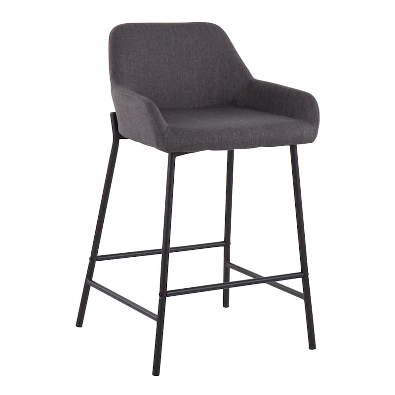 Carbon Loft Galotti Black Fixed-Height Upholstered Counter Stool - Set of 2 - Charcoal Fabric