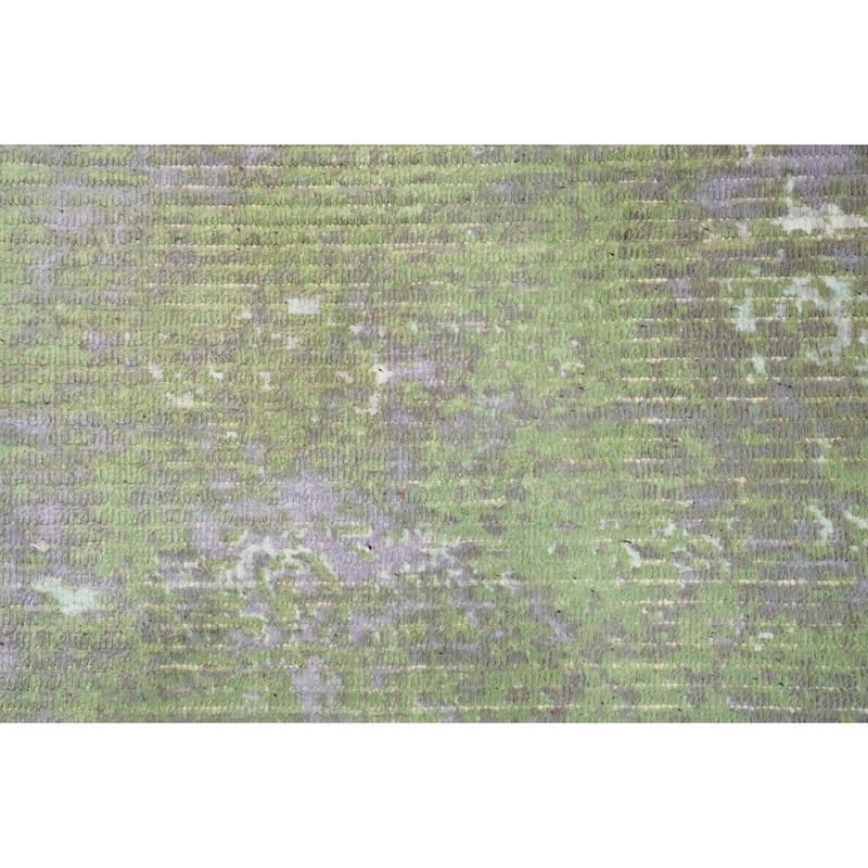 Hand Knotted Oriental Viscose Silk Carpet Modern All-Over Green Abstract Area Rug - 4' 0'' X 2' 0''