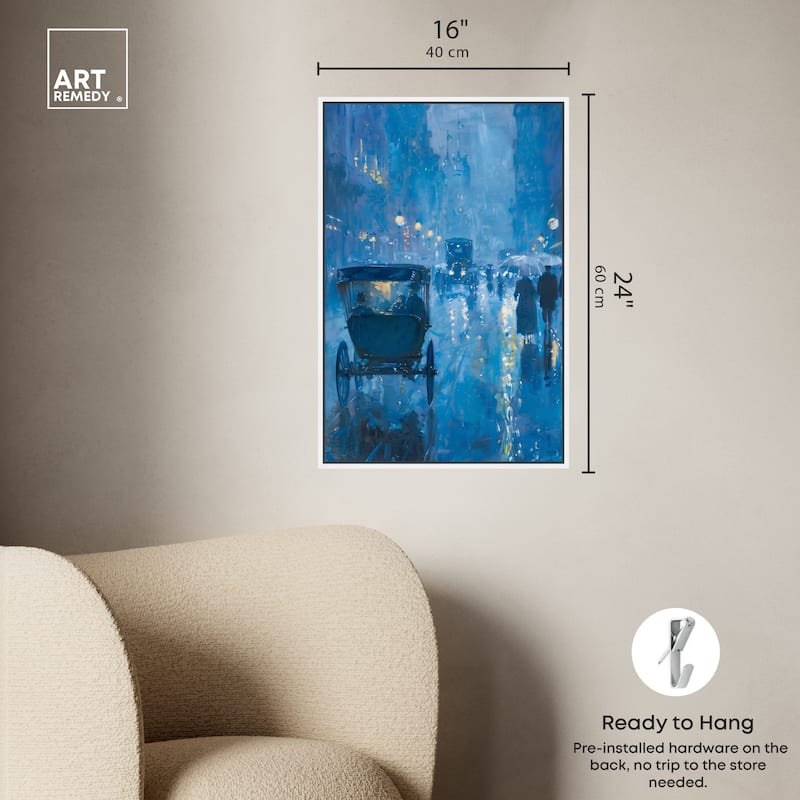 Art Remedy London Nights Framed Impressionism 1 Piece Canvas Wall Art /Monet And Van Gogh Inspired Art