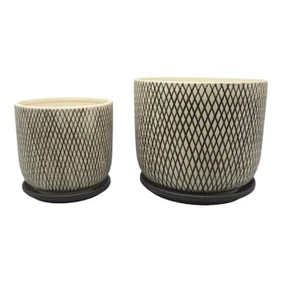 Set of 2 Planters, Mesh Plantessr - Ceramic Planters for Indoor Plants and Outdoor Plants
