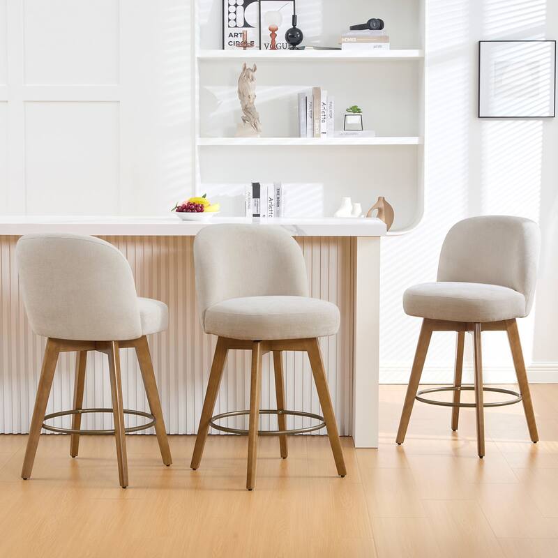 Fabric Upholstered Counter Height Swivel Bar Stools - 37.8"H x 19.7"W x 23.2"D