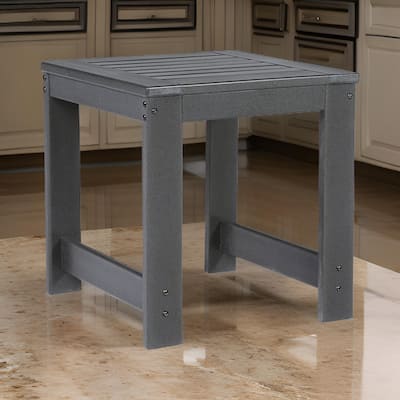 Wigo 22 Inch Outdoor Side End Table, Slatted Top, Modern Charcoal Gray