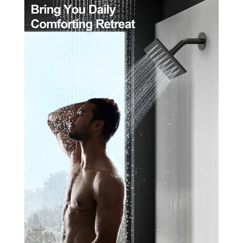 GRANDJOY LED 12" Rainfall Shower System Dual Shower Heads with 2-Handle Bathroom Sink Faucets Combo Set