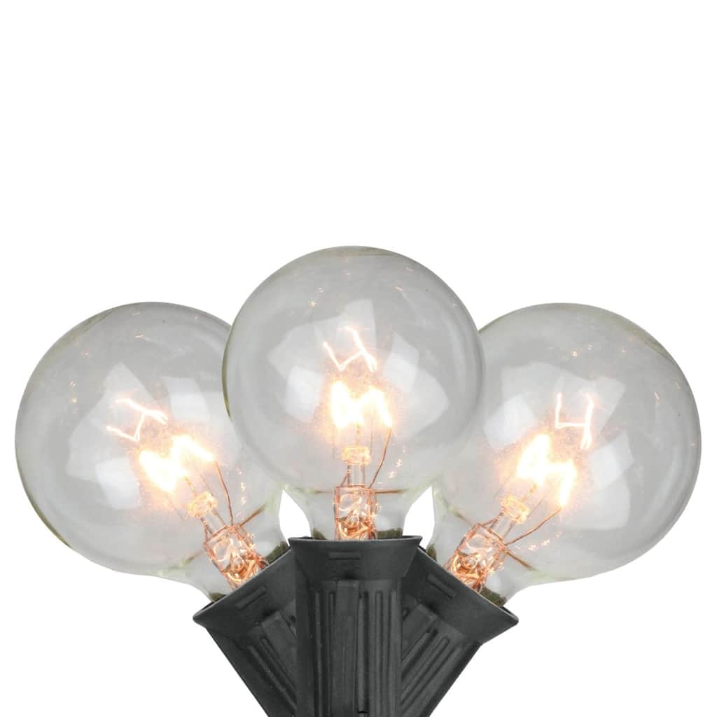G50 Globe Patio Lights - Clear - 19' Black Wire - 20ct