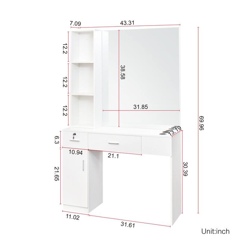 Salon Station Barber Stations Styling Station Barber Beauty Spa Dresser Salon Equipment Set with Mirror