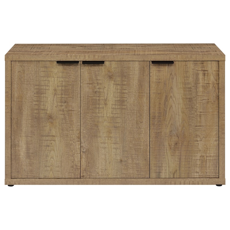 Azia Accent Cabinet, 47 Inch with 3 Doors, Shelves, Mango Brown Wood