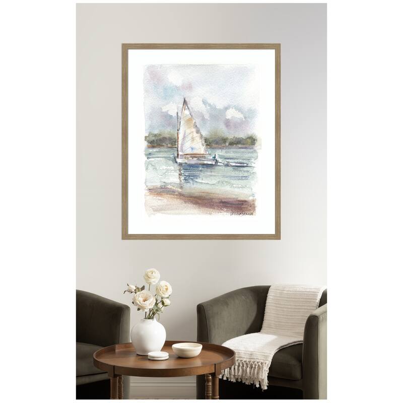 Kate and Laurel Framed Art 1 Maryanne Welch Chatham Fog Sailboat by Patricia Shaw
