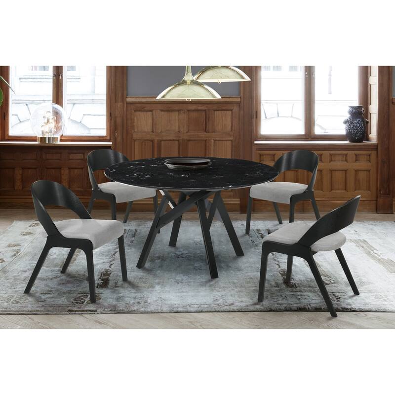 Polly Walnut or Black Wood Mid-Century Modern Kitchen Dining Chairs - Set of 2