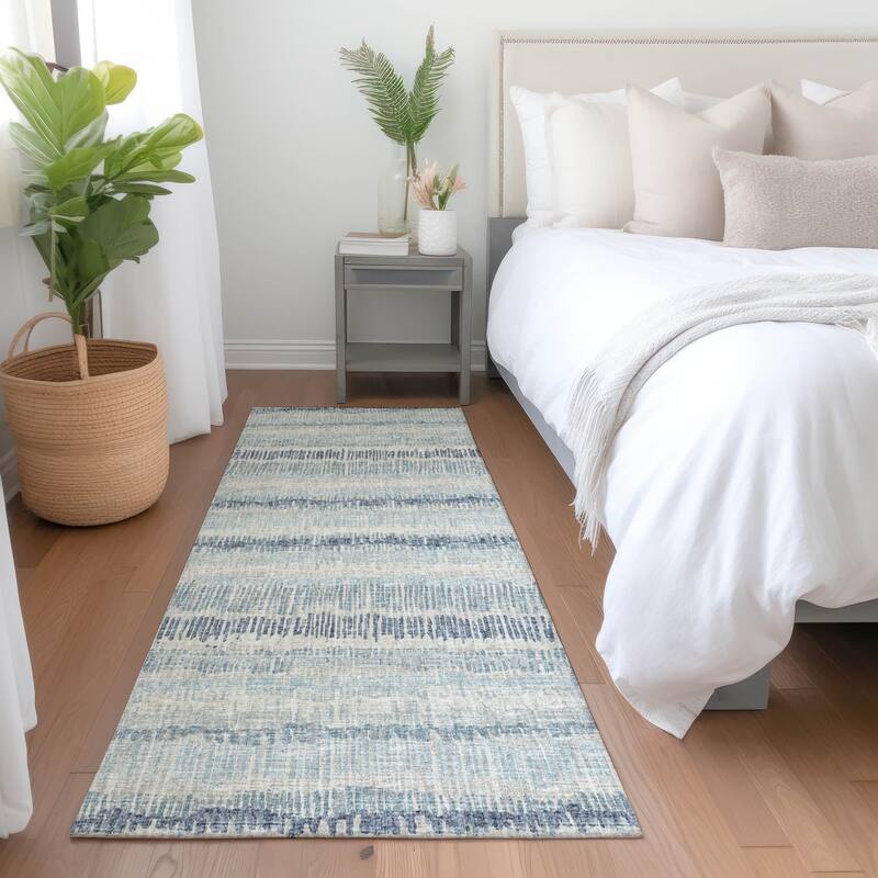 Premium Washable Super Soft Abstract Ombre Stripes Mayfield Rug - Blue - 2' 3" x 7' 6" - Runner