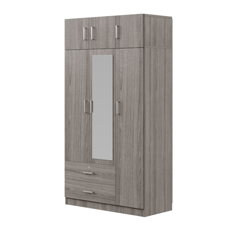 Mirror Wardrobe with 2 Drawers and Top Cabinet by Harper&Bright Designs