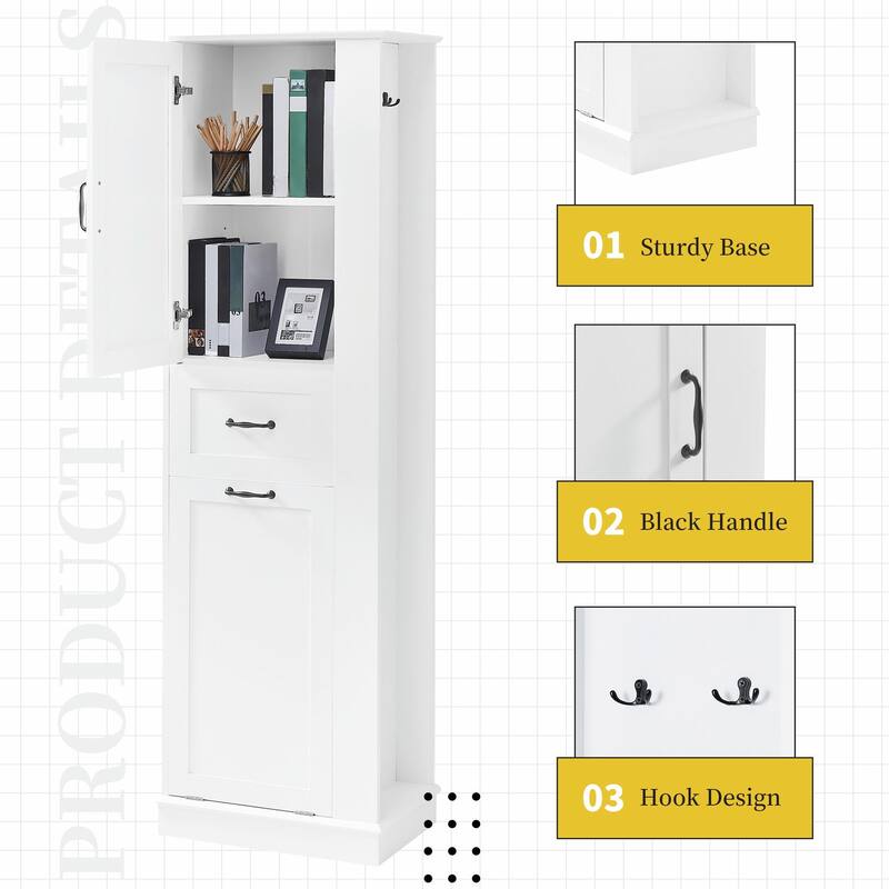 Modern Tall Storage Cabinet with Tilt-Out Compartment and Adjustable Shelves