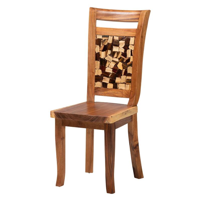 Luan Suar Wood Dining Set - Handcrafted Rectangular Solid Wood Table with Seating, Rustic Modern Kitchen or Dining Room Set