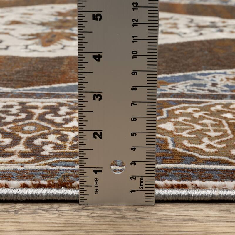 Style Haven Everly Vintage Center Medallion Rust/ Blue Area Rug